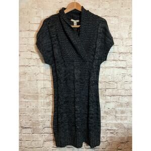 Love Change Sweater Dress Womens Large Charcoal Grey Cable Knit Short Sleeve